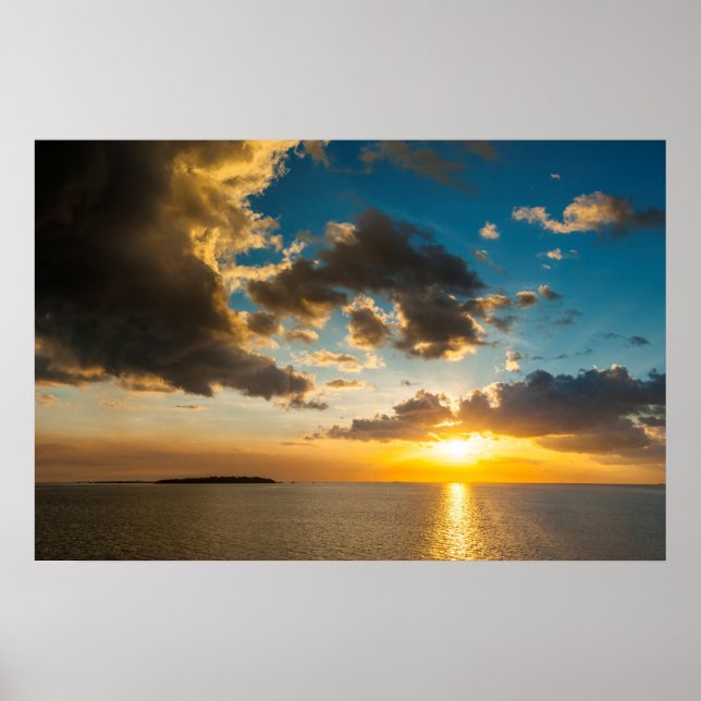 Affiche Coucher de soleil sur l'océan, Fidji (Devant)
