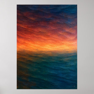 Affiche Coucher de soleil sur l'océan Horizon Abstrait en