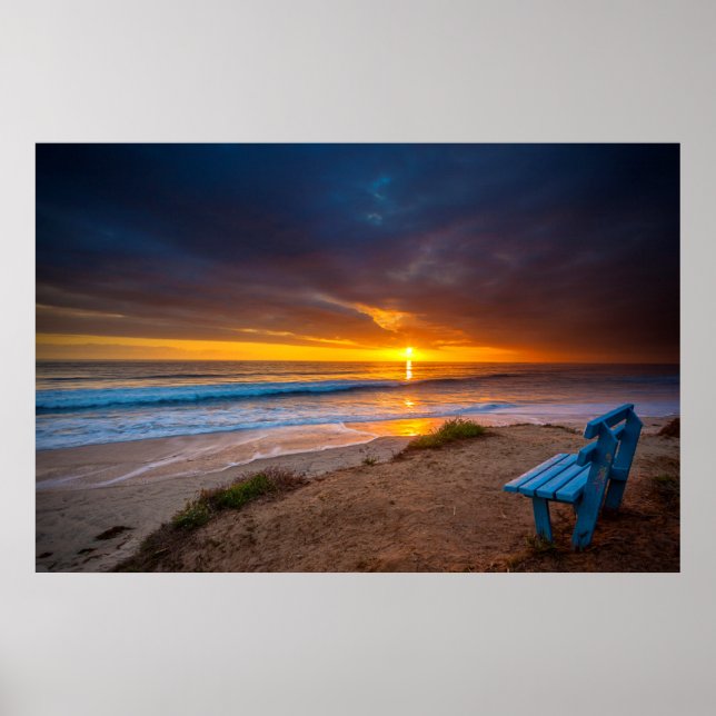 Affiche Coucher de soleil sur l'océan Pacifique (Devant)