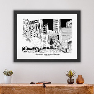 Affiche Coucher de soleil sur Manhattan Croquis de voyage