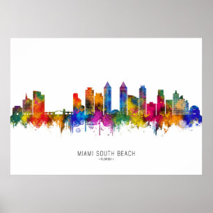 Affiche Coucher de soleil sur Miami South Beach Floride