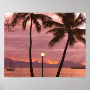 Affiche Coucher de soleil sur Moorea depuis la plage de So