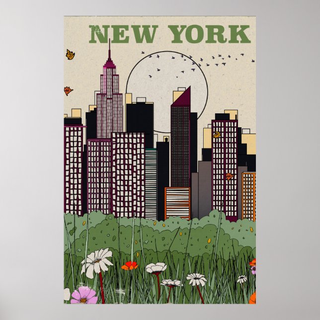 Affiche Coucher de soleil sur New York City (Devant)