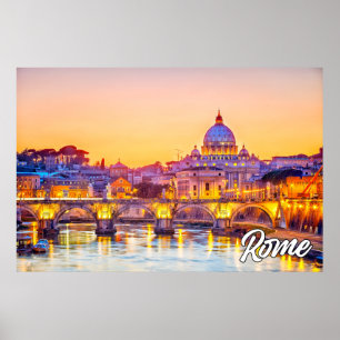 Affiche Coucher de soleil sur Rome, Italie