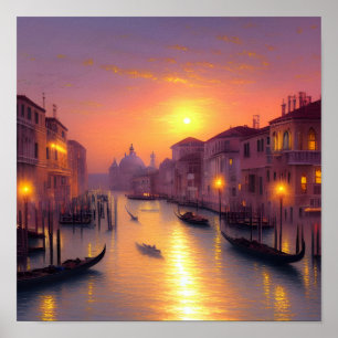 Affiche Coucher De Soleil Sur Un Art numérique Du Canal De