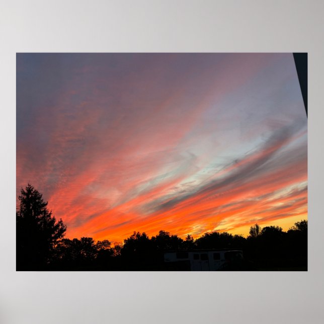 Affiche Coucher de soleil sur un champ (Devant)