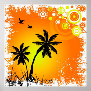 Affiche Coucher de soleil tropical