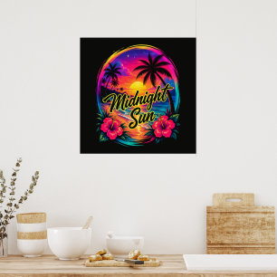 Affiche Coucher de soleil tropical sous le soleil de minui