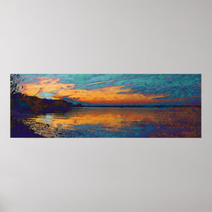 Affiche Coucher de soleil turquoise