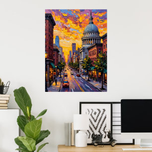 Affiche Coucher de soleil urbain