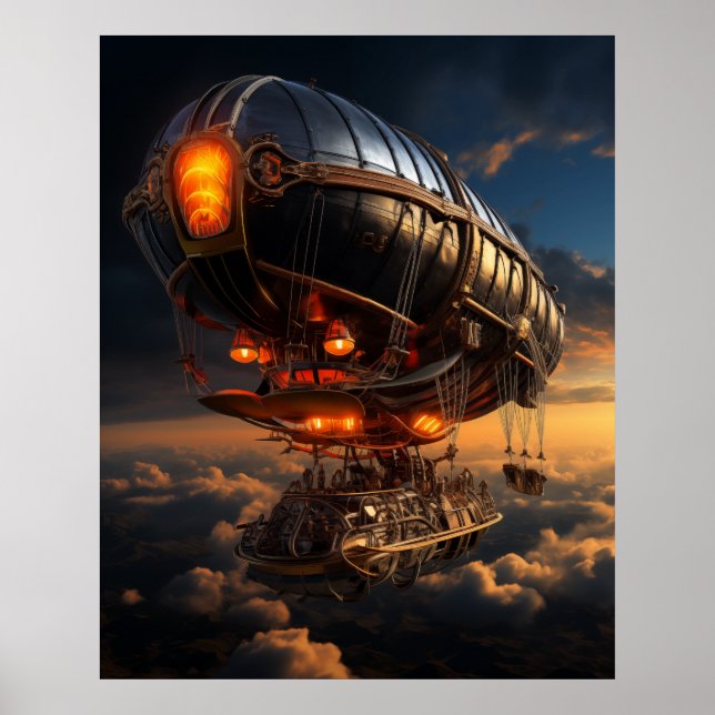 Affiche Coucher de soleil victorien Zeppelin : Steampunk I (Devant)