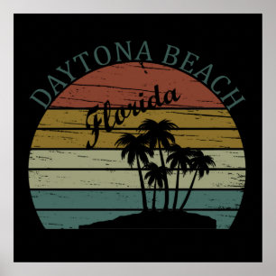 Affiche Coucher de soleil vintage d'été à Daytona Beach Fl