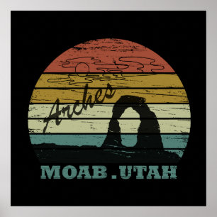 Affiche Coucher de soleil vintage - Moab Utah - Parc natio