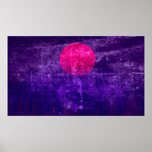 Affiche Coucher de soleil violet peinture Abstraite (Devant)