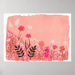 Affiche Coucher de soleil Wild Field Artiste aquarelle Pei