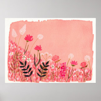 Affiche Coucher de soleil Wild Field Artiste aquarelle Pei