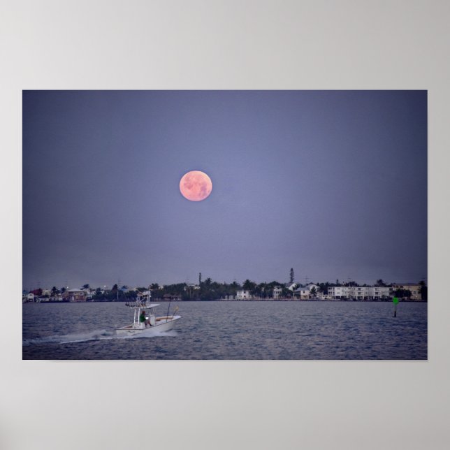 Affiche Coucher de superlune sur Marathon, Floride (Devant)