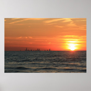 Affiche Coucher du soleil 1 du lac Michigan