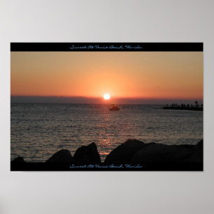 Affiche Coucher du soleil à la plage de Venise, la Floride