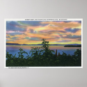 Affiche Coucher du soleil au-dessus du lac, Adirondack Mts