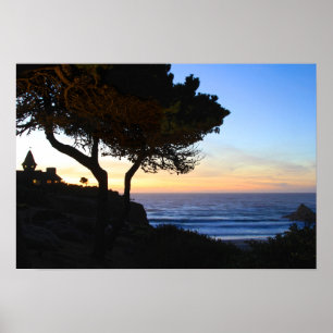 Affiche Coucher du soleil, Beach House, Cliff