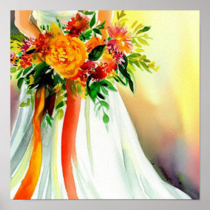 Affiche Coucher du soleil, Bouquet en cascade nuptiale 1,