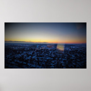 Affiche Coucher du soleil Cedar Rapids d'hiver