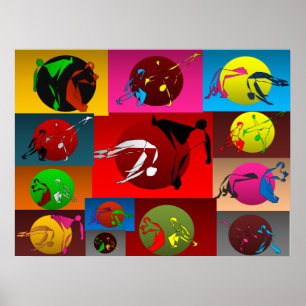 Affiche coucher du soleil de jeu de capoeira d'affiche