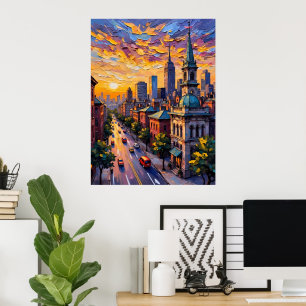 Affiche Coucher du soleil de la ville