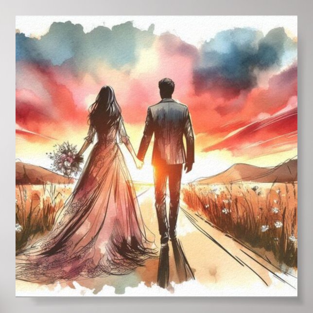 Affiche Coucher du soleil du jour de mariage (Devant)