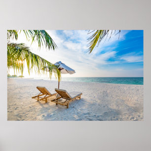 Affiche Coucher du soleil extraordinaire de plage