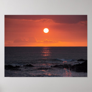 Affiche Coucher du soleil hawaïen d'océan - couchers du