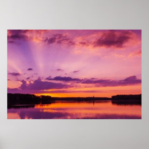 Affiche Coucher du soleil Nuages du ciel Paysage mauve Nat