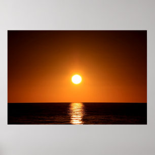 Affiche Coucher du soleil orange-foncé avec la réflexion