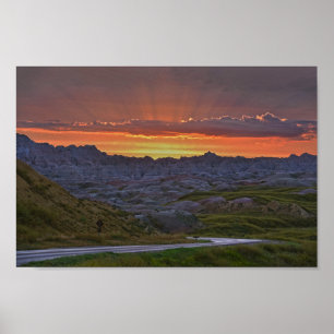 Affiche Coucher du soleil, parc national des Badlands