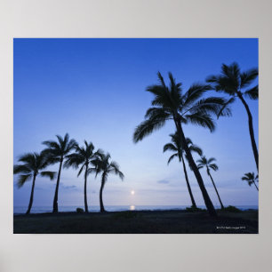 Affiche Coucher du soleil sur la baie de Kahaluu dans