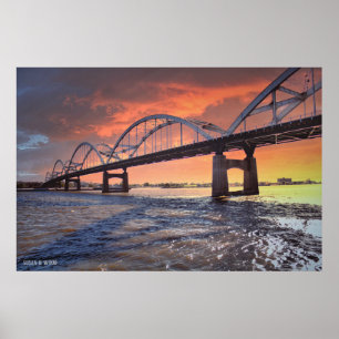 Affiche Coucher du soleil sur l'affiche du fleuve