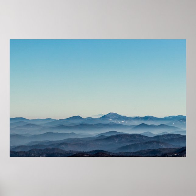 Affiche Couches de brouillard, collines et montagnes (Devant)