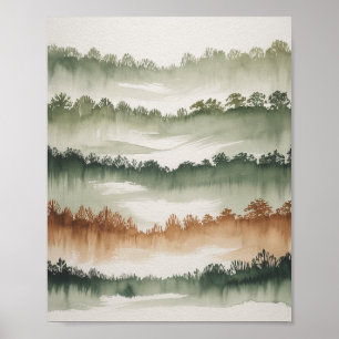 Affiche Couches de Forêt Misty - Paysage Aquarelle
