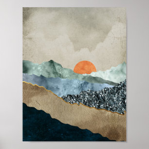 Affiche Couches de montagne texturées avec rayonnement de 