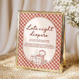 Affiche Couches de nuit bébé Q BBQ Couple Baby Shower