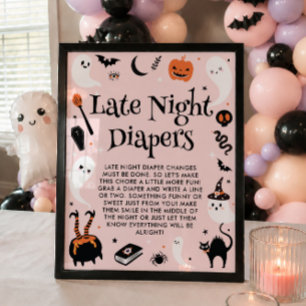 Affiche Couches de nuit de bébé fille de Baby Shower d'Hal