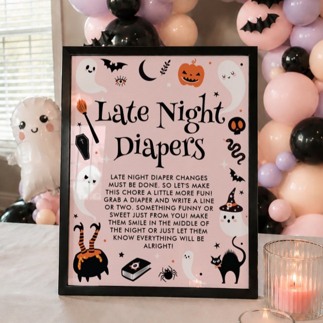 Affiche Couches de nuit de bébé fille de Baby Shower d'Hal (Créateur téléchargé)