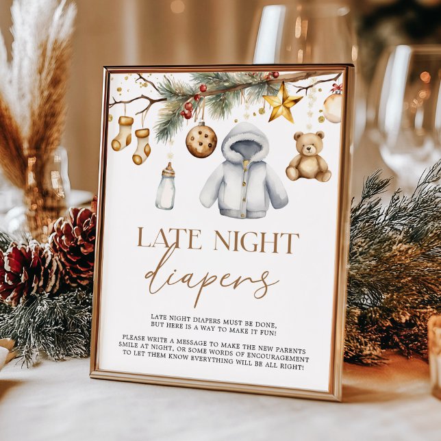 Affiche Couches de Nuit de Noël Bohème Baby Shower (Créateur téléchargé)