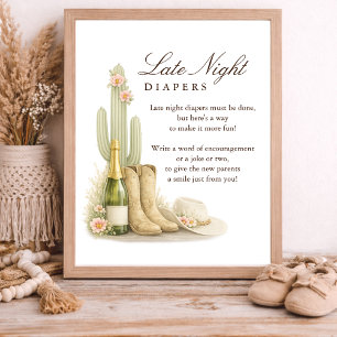 Affiche Couches de nuit élégantes pour Baby Shower occiden