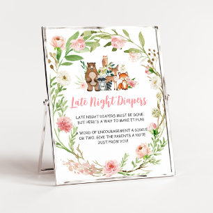 Affiche Couches de nuit florales roses pour la forêt