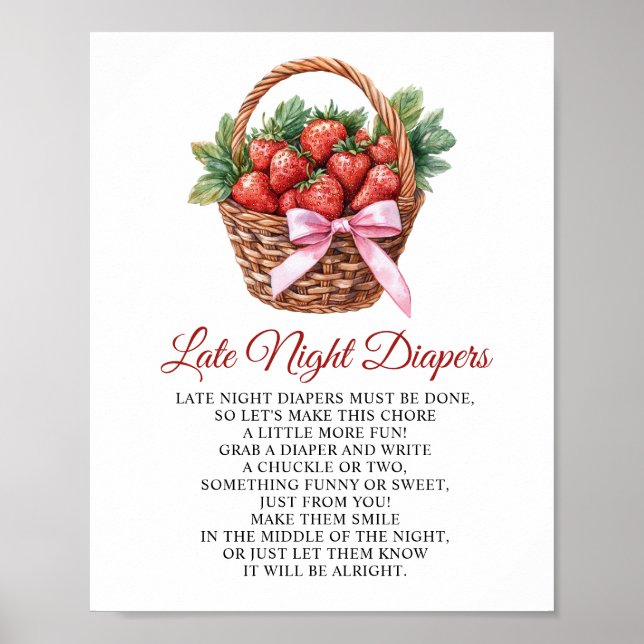 Affiche Couches de nuit tardive Fête bébé fraise (Devant)