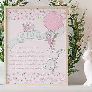 Affiche Couches de Nuit Tardive Jeu de Baby Shower Petite