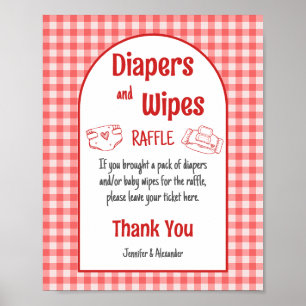 Affiche Couches et lingettes jeu de Baby Shower BBQ