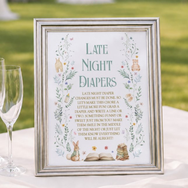 Affiche Couches pour bébé de nuit pour la douche de bébé l (Créateur téléchargé)